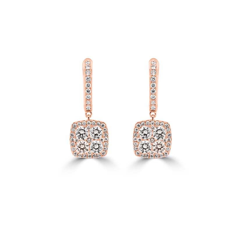 Invisible Square Dangling Earrings - ZIZOV DIAMONDS