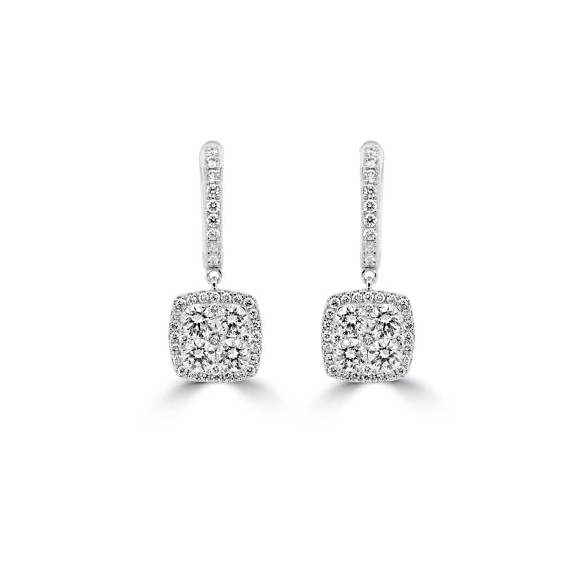 Invisible Square Dangling Earrings - ZIZOV DIAMONDS