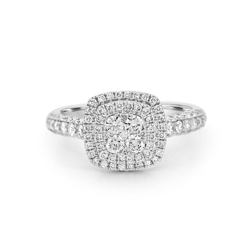 Invisible Square Double Halo Diamond Ring - ZIZOV DIAMONDS
