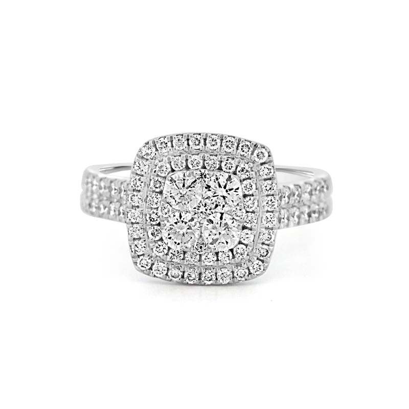 Invisible Square Double Halo Ring - ZIZOV DIAMONDS