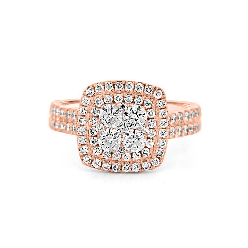 Invisible Square Double Halo Ring - ZIZOV DIAMONDS