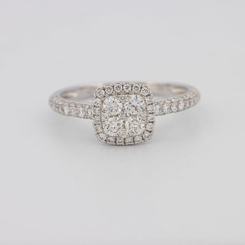 Invisible Square Halo Diamond Ring