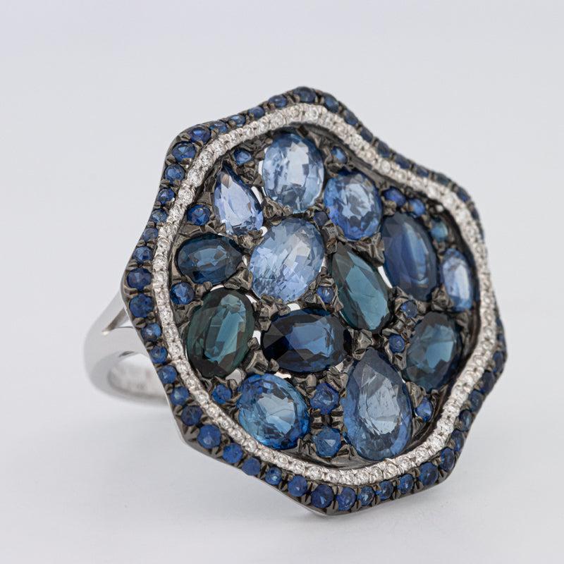Mosaïc Blue Sapphire Gemstone Ring - ZIZOV DIAMONDS