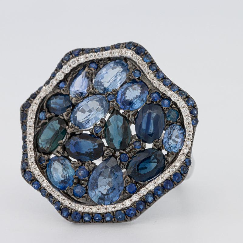 Mosaïc Blue Sapphire Gemstone Ring - ZIZOV DIAMONDS
