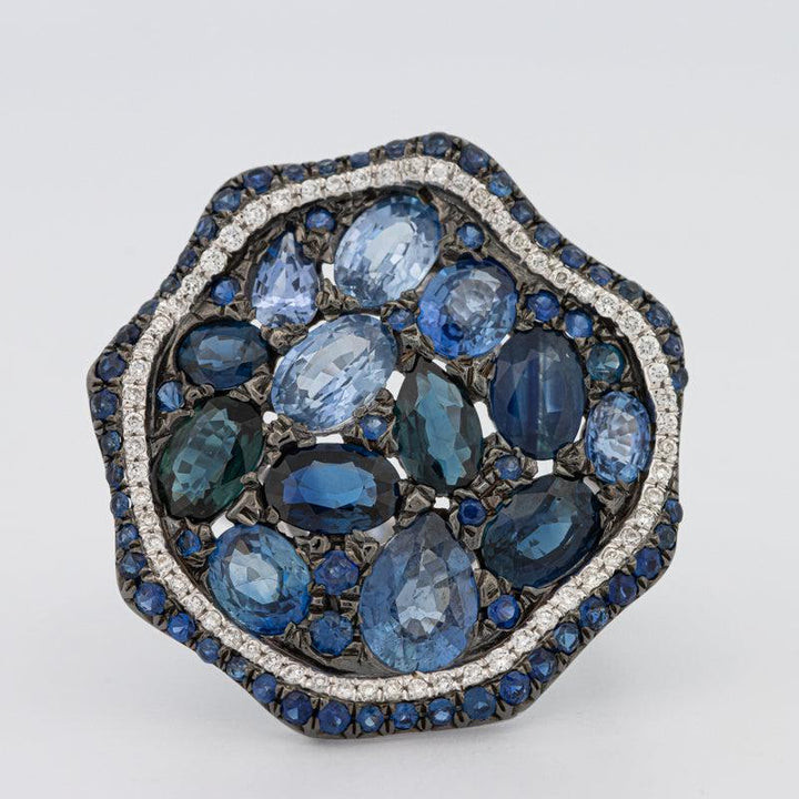 Mosaïc Blue Sapphire Gemstone Ring - ZIZOV DIAMONDS