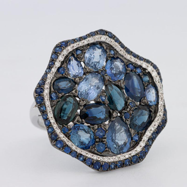 Mosaïc Blue Sapphire Gemstone Ring - ZIZOV DIAMONDS
