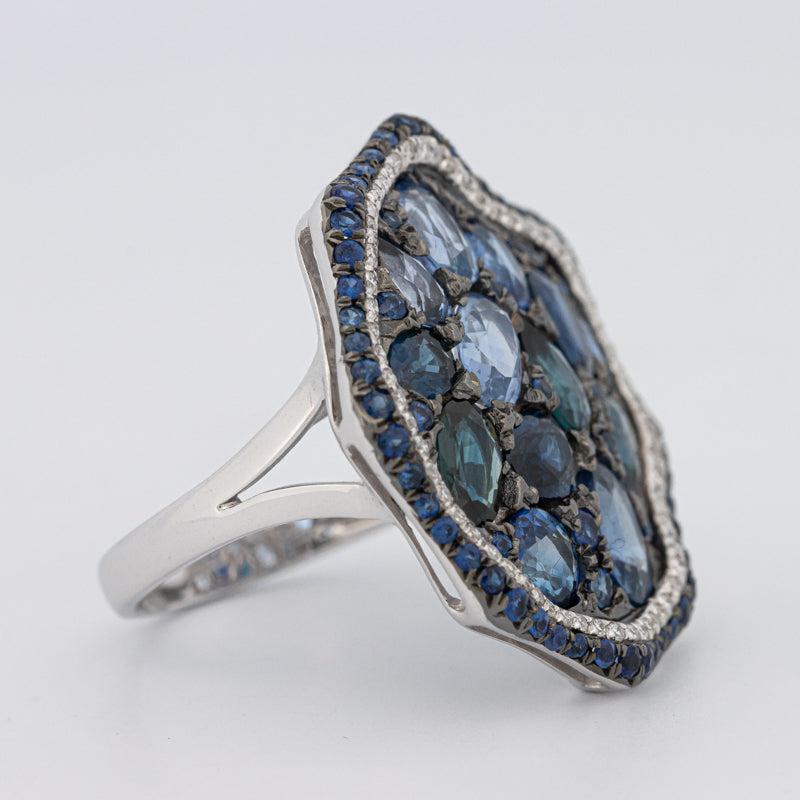 Mosaïc Blue Sapphire Gemstone Ring - ZIZOV DIAMONDS