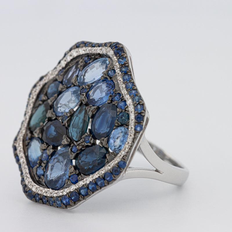 Mosaïc Blue Sapphire Gemstone Ring - ZIZOV DIAMONDS