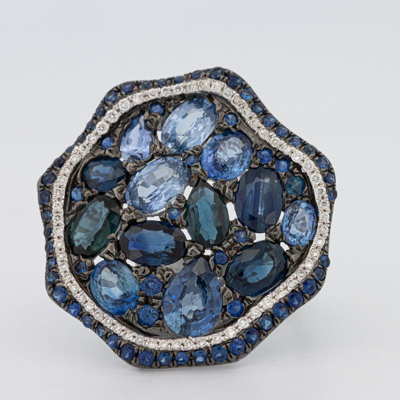 Mosaïc Blue Sapphire Gemstone Ring - ZIZOV DIAMONDS