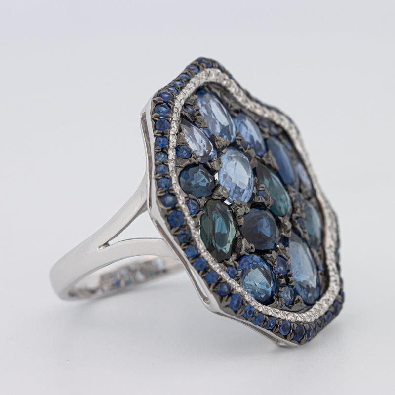 Mosaïc Blue Sapphire Gemstone Ring - ZIZOV DIAMONDS