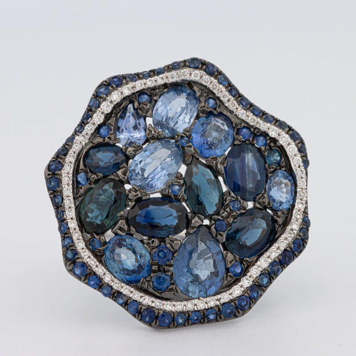 Mosaïc Blue Sapphire Gemstone Ring - ZIZOV DIAMONDS