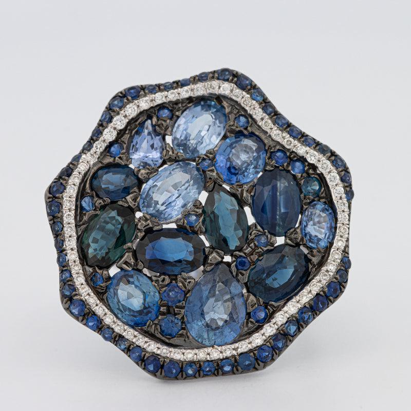 Mosaïc Blue Sapphire Gemstone Ring - ZIZOV DIAMONDS