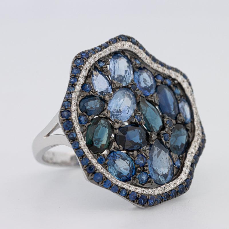 Mosaïc Blue Sapphire Gemstone Ring - ZIZOV DIAMONDS