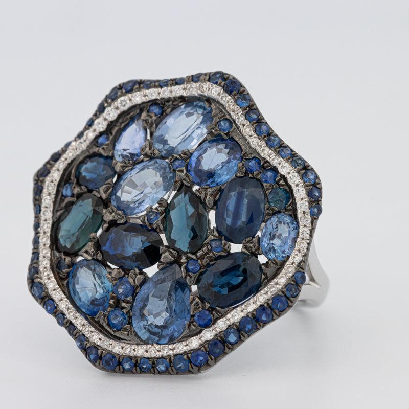 Mosaïc Blue Sapphire Gemstone Ring - ZIZOV DIAMONDS