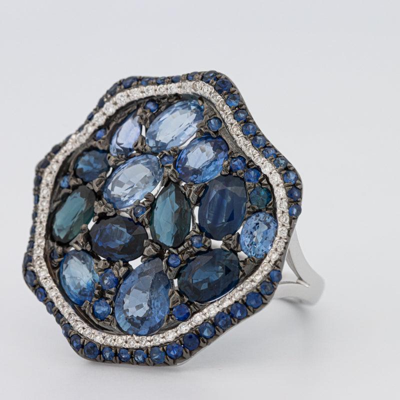 Mosaïc Blue Sapphire Gemstone Ring - ZIZOV DIAMONDS