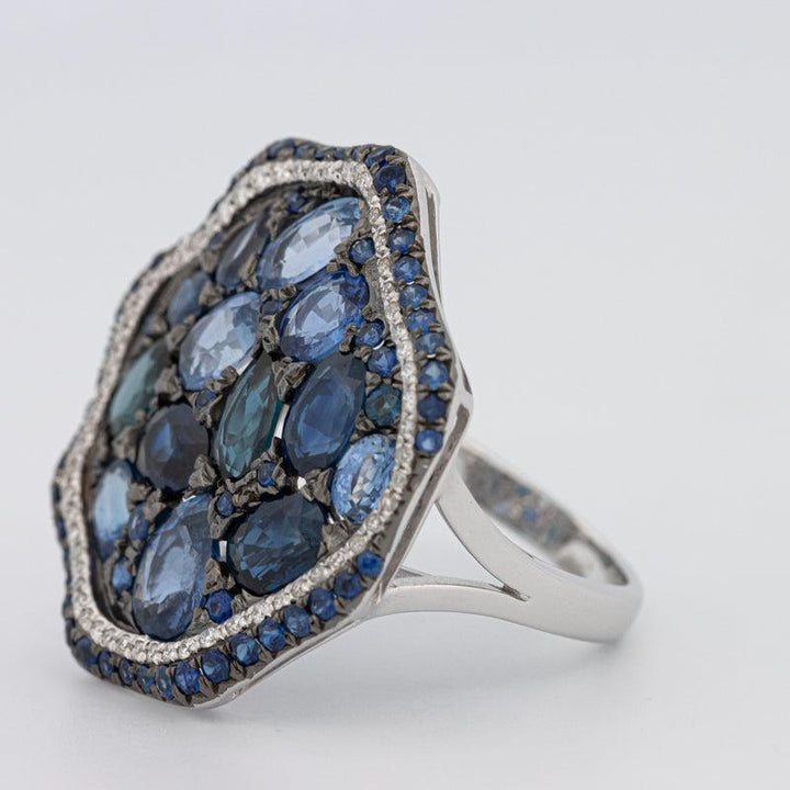 Mosaïc Blue Sapphire Gemstone Ring - ZIZOV DIAMONDS
