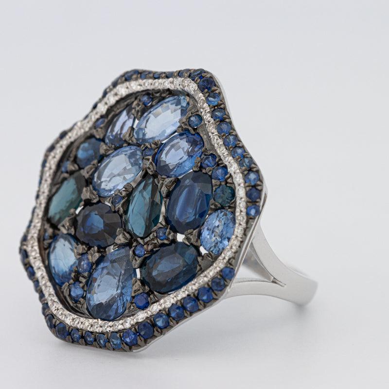 Mosaïc Blue Sapphire Gemstone Ring - ZIZOV DIAMONDS