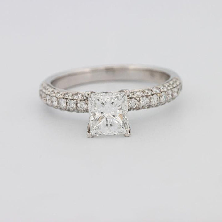 Princess Cut Solitaire Pave Ring - ZIZOV DIAMONDS