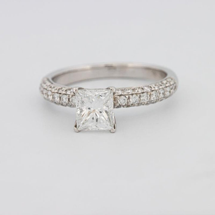 Princess Cut Solitaire Pave Ring - ZIZOV DIAMONDS