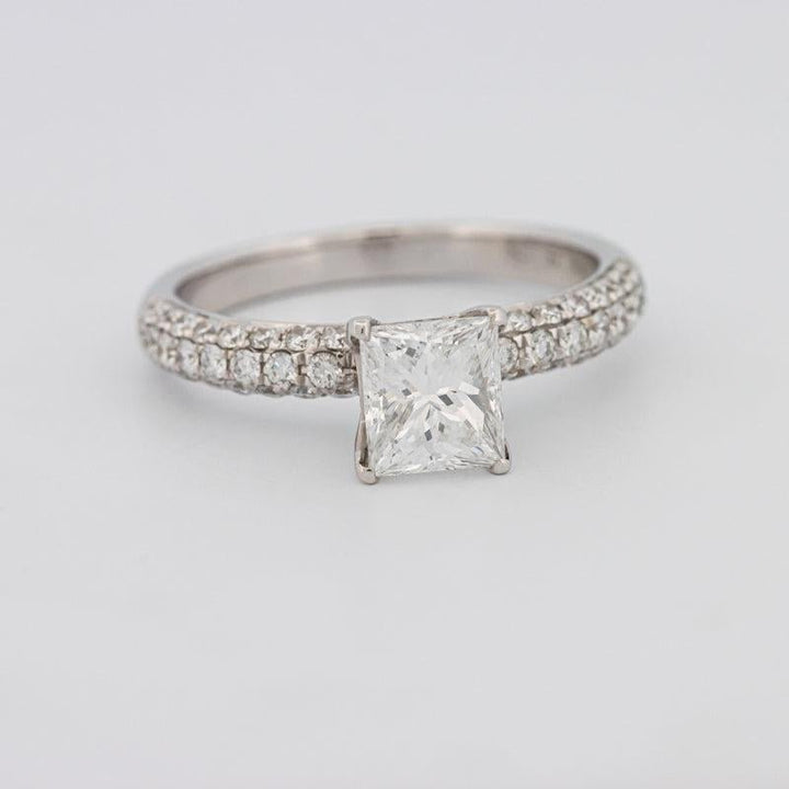 Princess Cut Solitaire Pave Ring - ZIZOV DIAMONDS