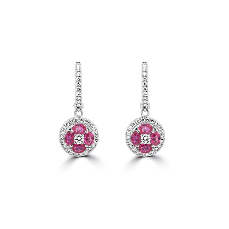 Red Ruby Dangling Earrings - ZIZOV DIAMONDS