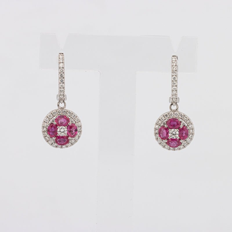 Red Ruby Dangling Earrings - ZIZOV DIAMONDS