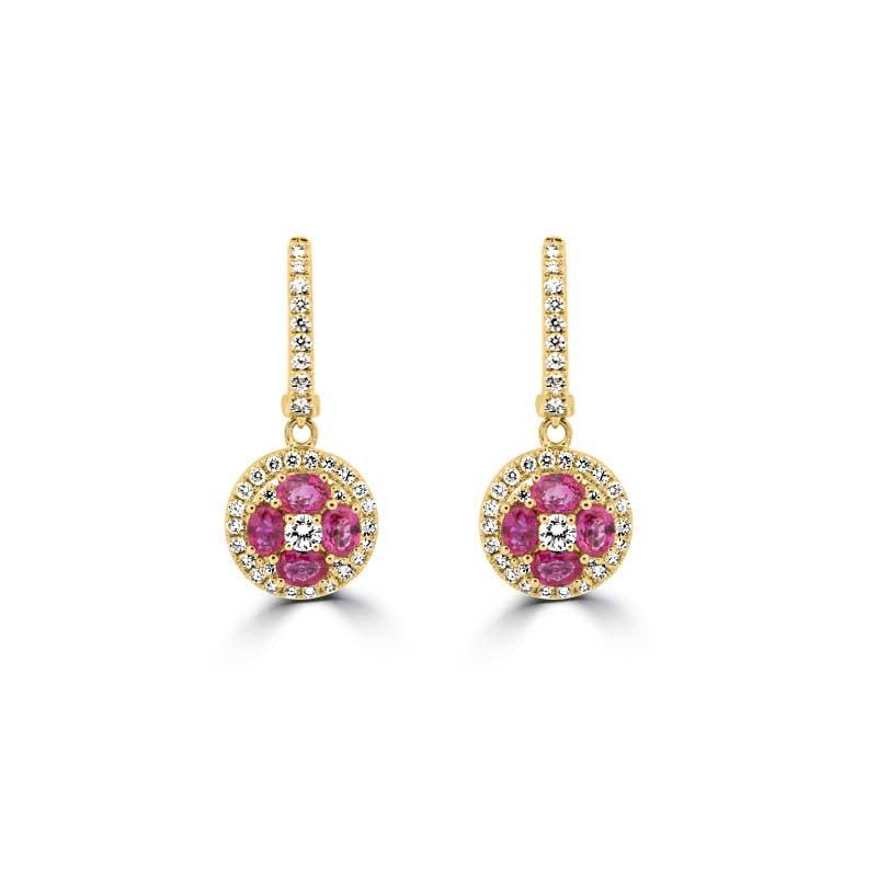 Red Ruby Dangling Earrings - ZIZOV DIAMONDS
