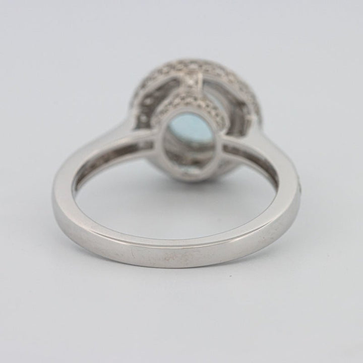 Round Aquamarine Halo Ring - ZIZOV DIAMONDS