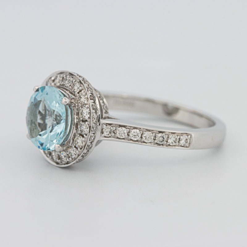 Round Aquamarine Halo Ring - ZIZOV DIAMONDS