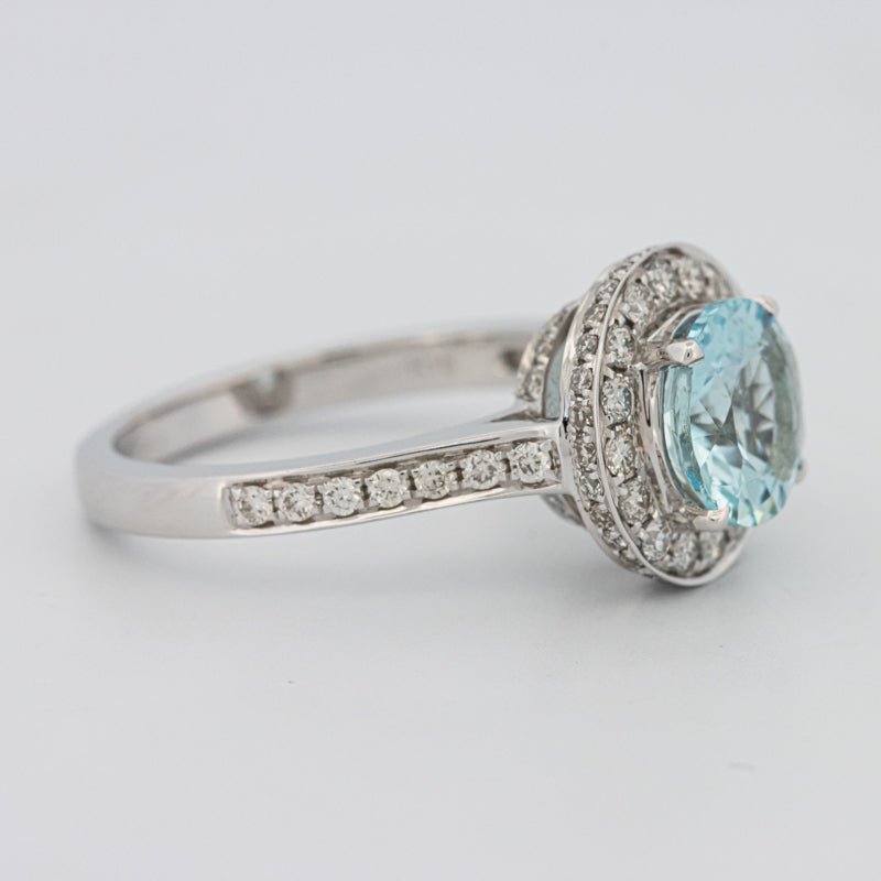 Round Aquamarine Halo Ring - ZIZOV DIAMONDS