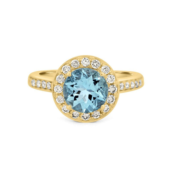 Round Aquamarine Halo Ring - ZIZOV DIAMONDS