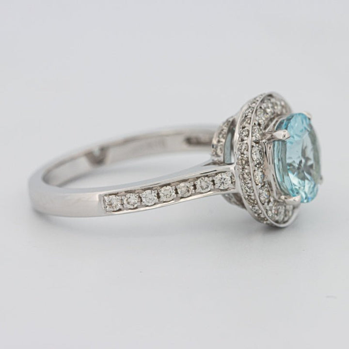 Round Aquamarine Halo Ring - ZIZOV DIAMONDS