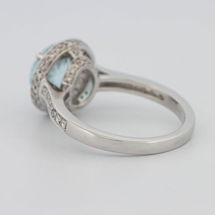 Round Aquamarine Halo Ring - ZIZOV DIAMONDS