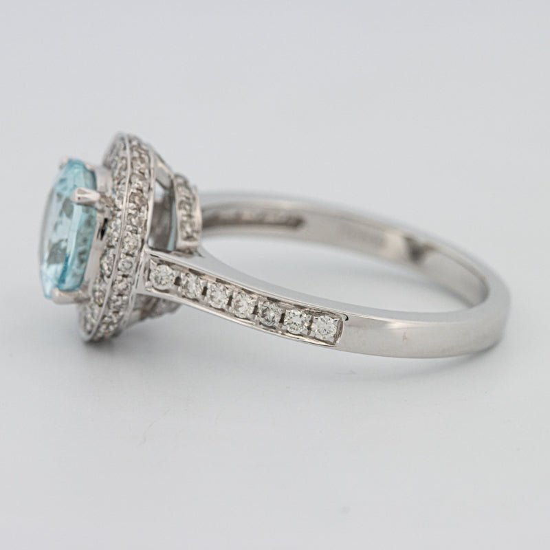 Round Aquamarine Halo Ring - ZIZOV DIAMONDS
