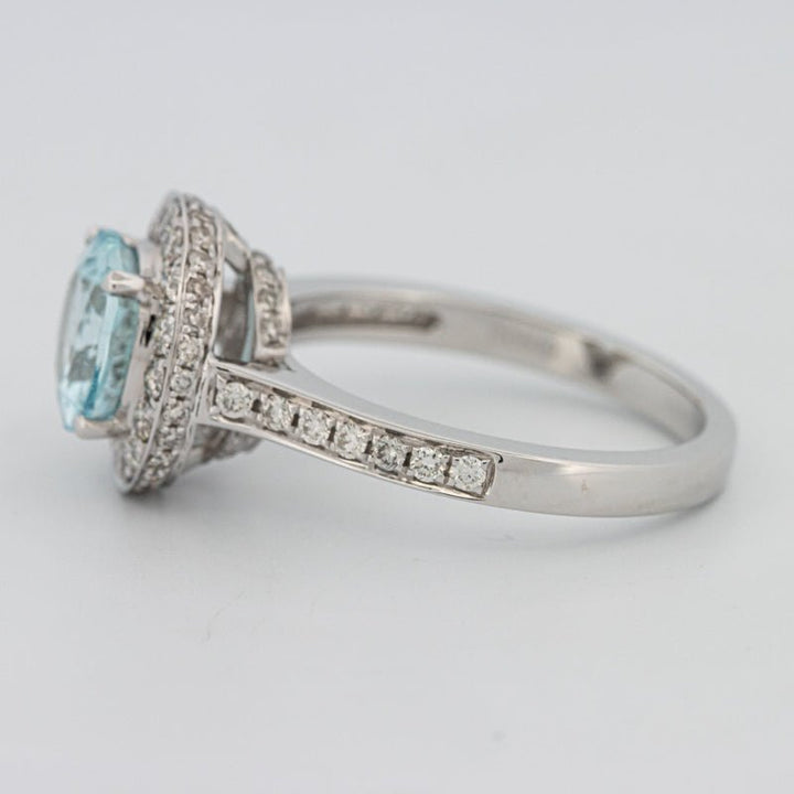 Round Aquamarine Halo Ring - ZIZOV DIAMONDS