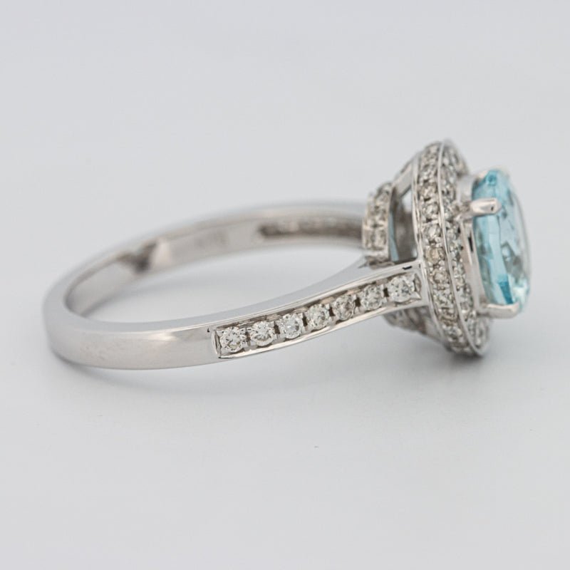 Round Aquamarine Halo Ring - ZIZOV DIAMONDS