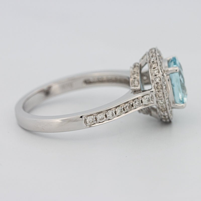 Round Aquamarine Halo Ring - ZIZOV DIAMONDS