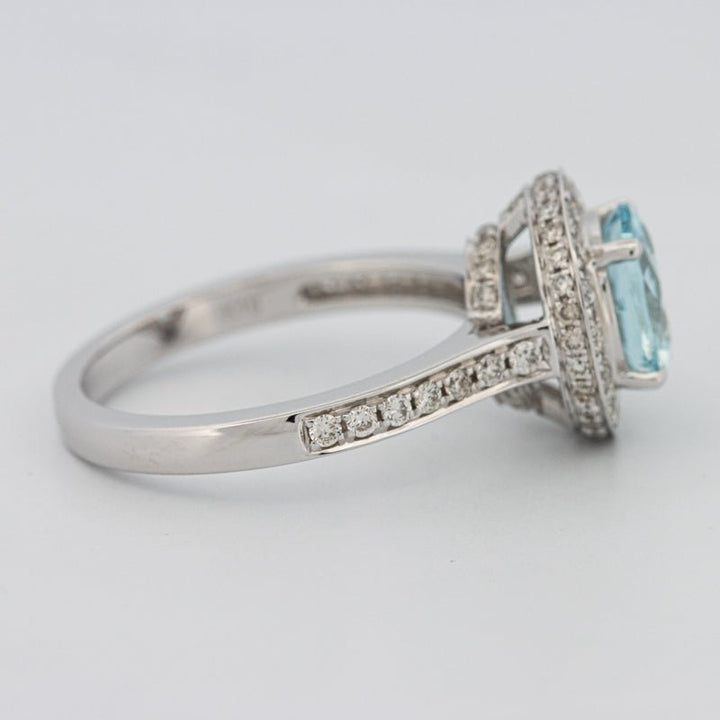 Round Aquamarine Halo Ring - ZIZOV DIAMONDS