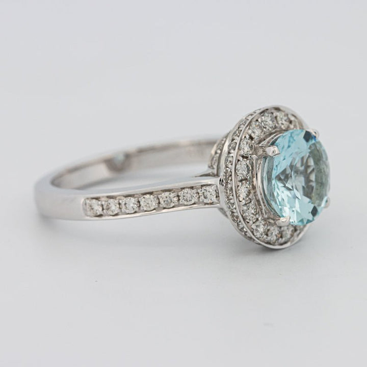 Round Aquamarine Halo Ring - ZIZOV DIAMONDS