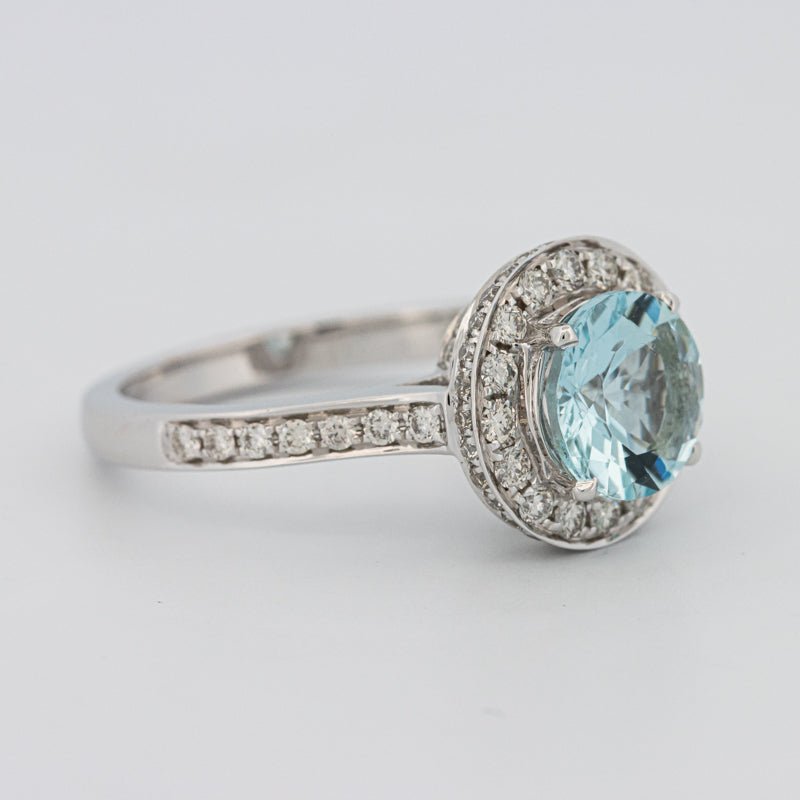 Round Aquamarine Halo Ring - ZIZOV DIAMONDS