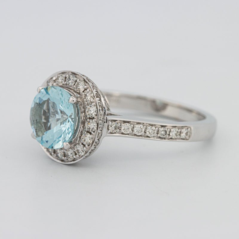 Round Aquamarine Halo Ring - ZIZOV DIAMONDS
