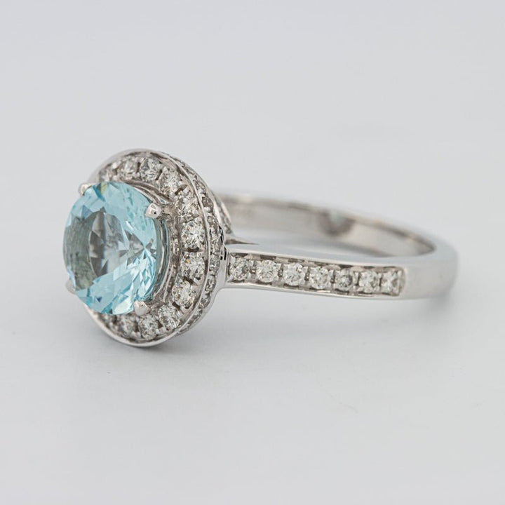 Round Aquamarine Halo Ring - ZIZOV DIAMONDS