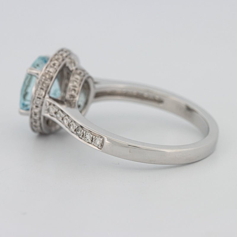 Round Aquamarine Halo Ring - ZIZOV DIAMONDS