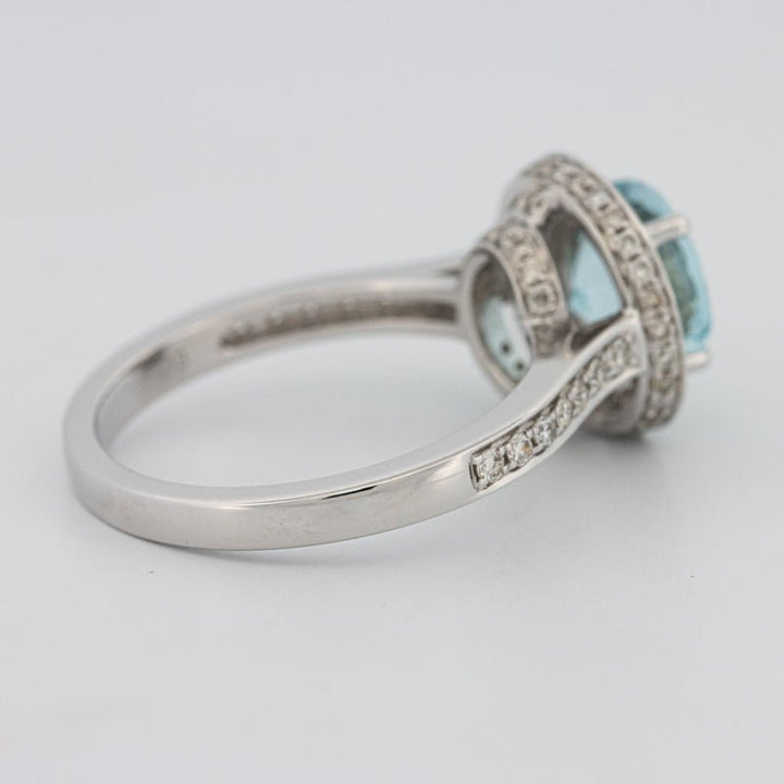 Round Aquamarine Halo Ring - ZIZOV DIAMONDS