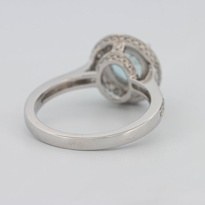 Round Aquamarine Halo Ring - ZIZOV DIAMONDS