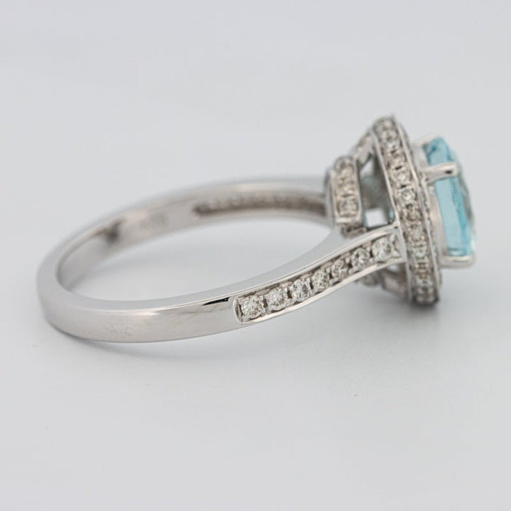 Round Aquamarine Halo Ring - ZIZOV DIAMONDS