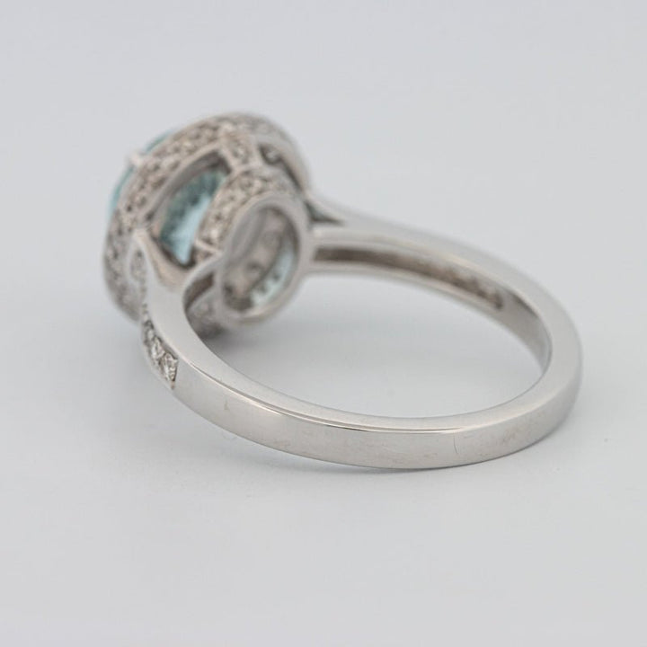 Round Aquamarine Halo Ring - ZIZOV DIAMONDS