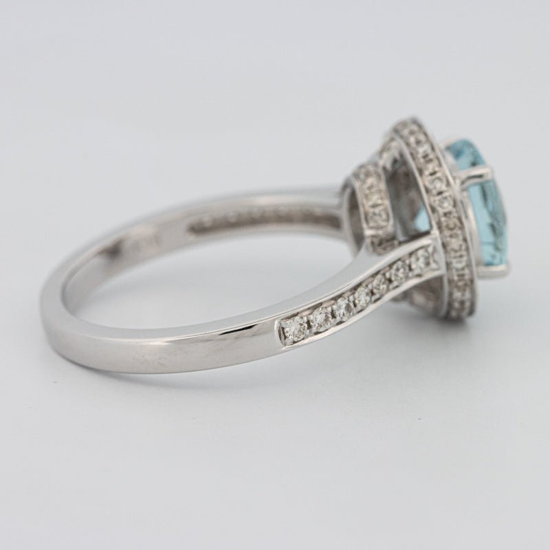 Round Aquamarine Halo Ring - ZIZOV DIAMONDS