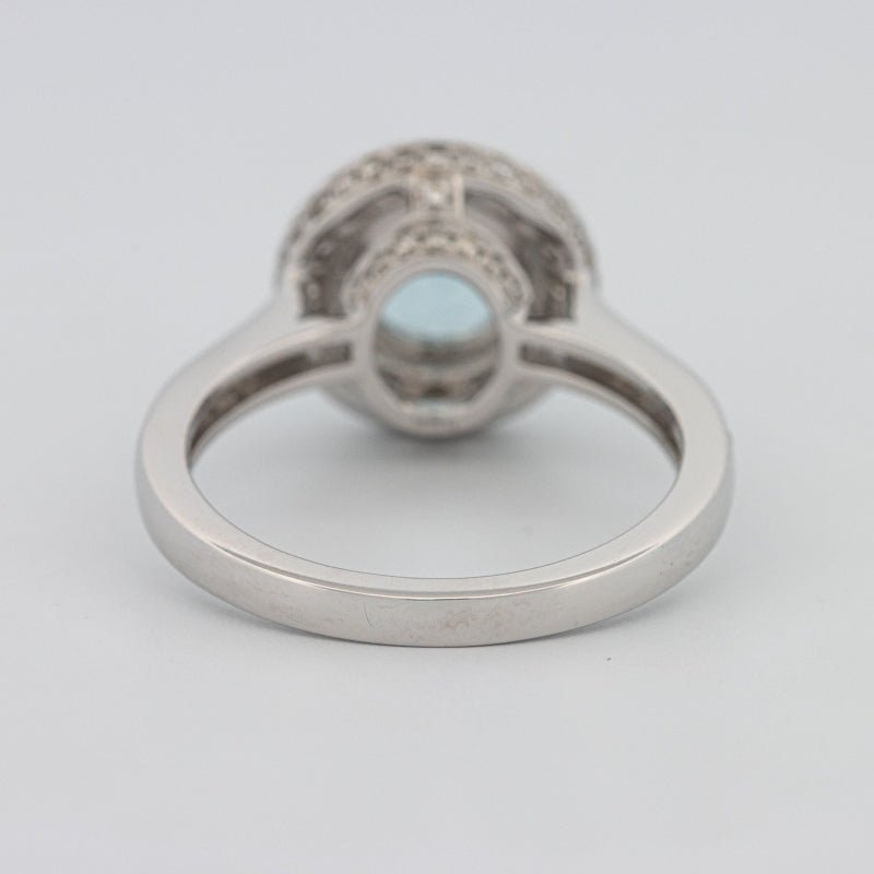 Round Aquamarine Halo Ring - ZIZOV DIAMONDS
