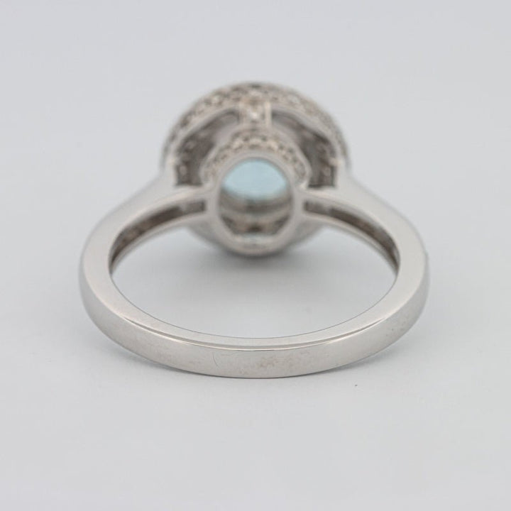 Round Aquamarine Halo Ring - ZIZOV DIAMONDS